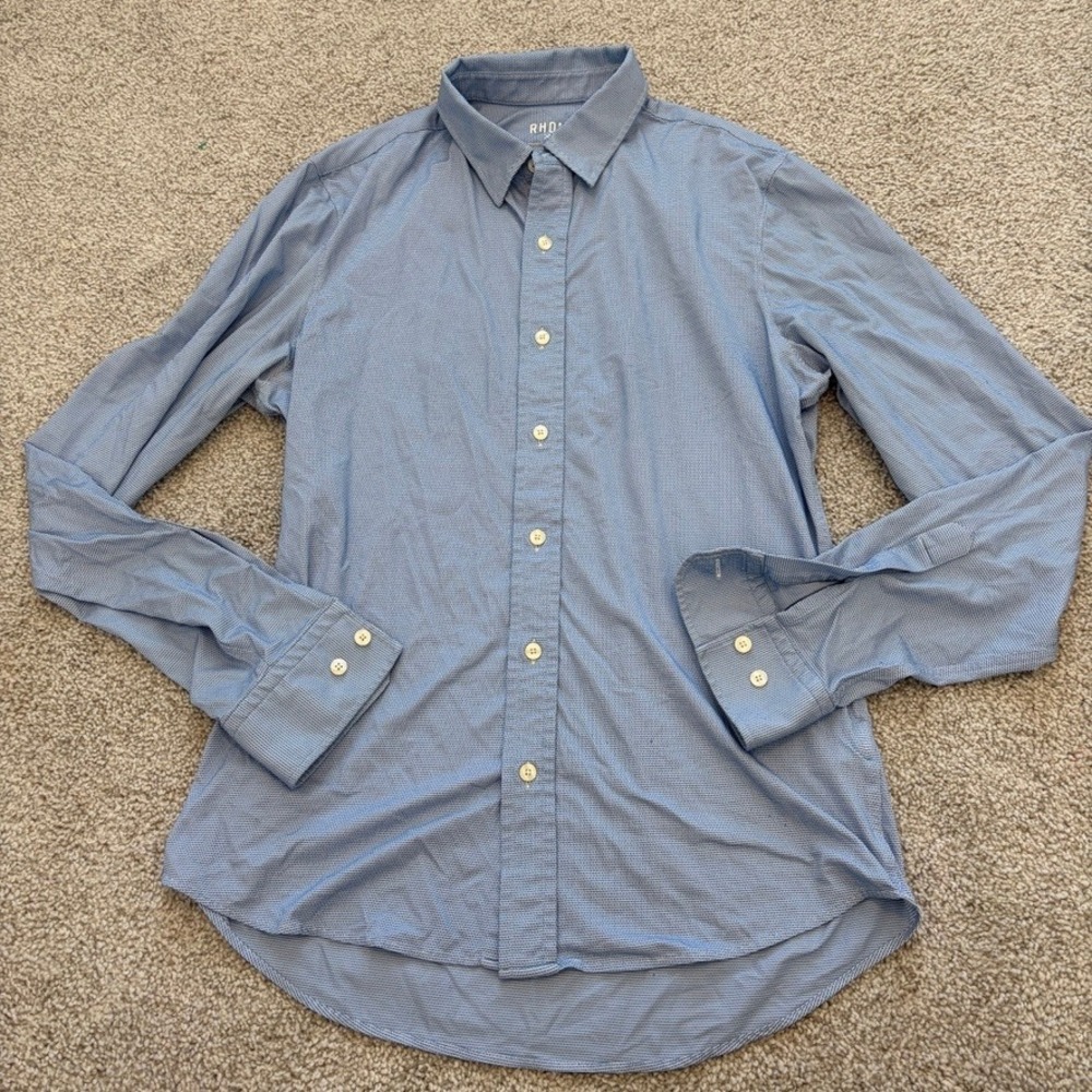 Rhone Commuter Shirt Mens Small Blue Performance Comfort Stretch Business Casual